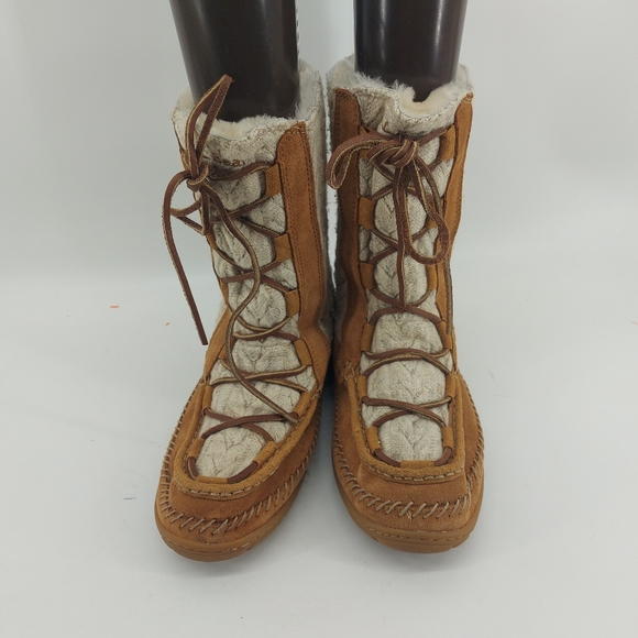 L.L. Bean Wicked Good Boots Tan Leather and Ragg Wool Size 11 - Picture 5 of 8